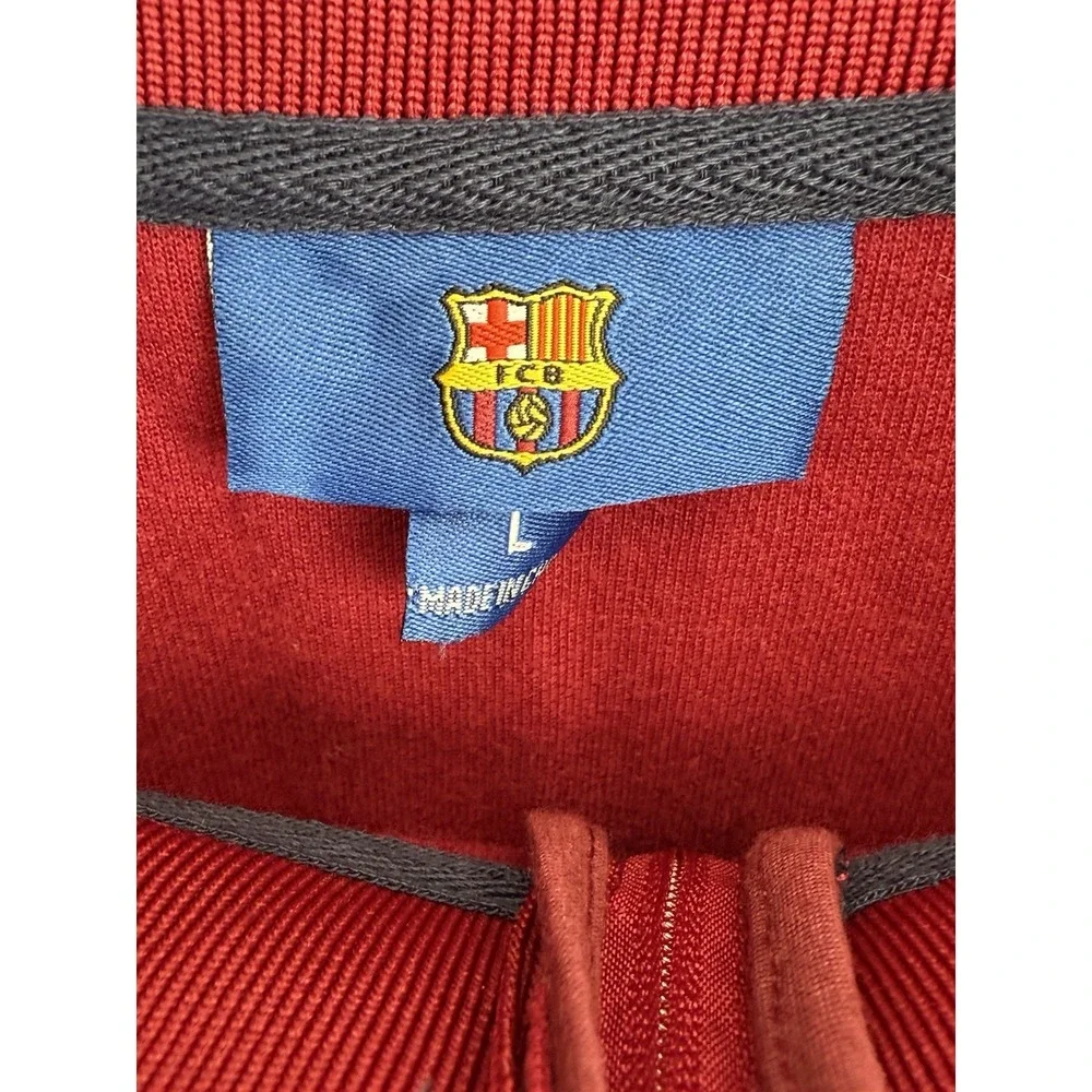 FC Barcelona Full Zip Logo Track Jacket Burgundy Men's Size Large Icon‎ Sports